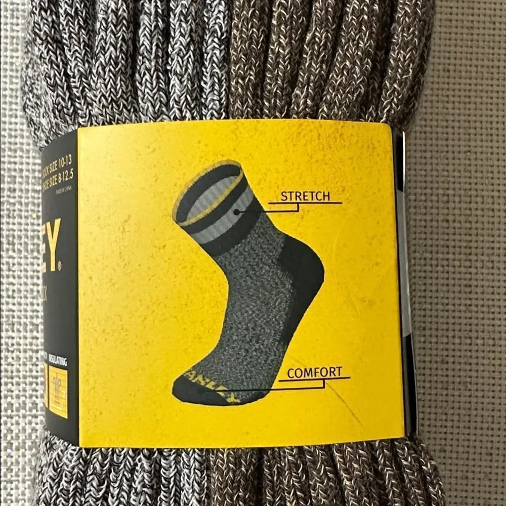STANLEY Heather Tan Brown Cushioned Soft Cotton Blend Work Boot Socks 4 pk